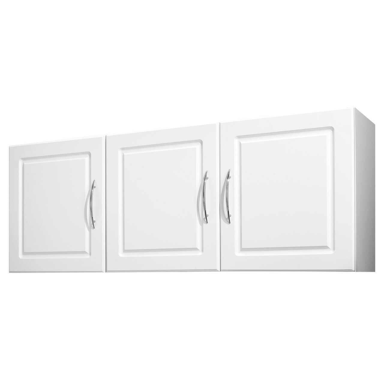 White Wall-Mounted Laundry Cabinet with 3 Doors and Adjustable Shelves 54 in